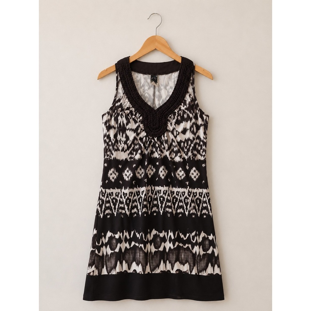 Vintage Y2K Wrapper Tunic Dress Large Brown White Boho Festival Resort Crochet N